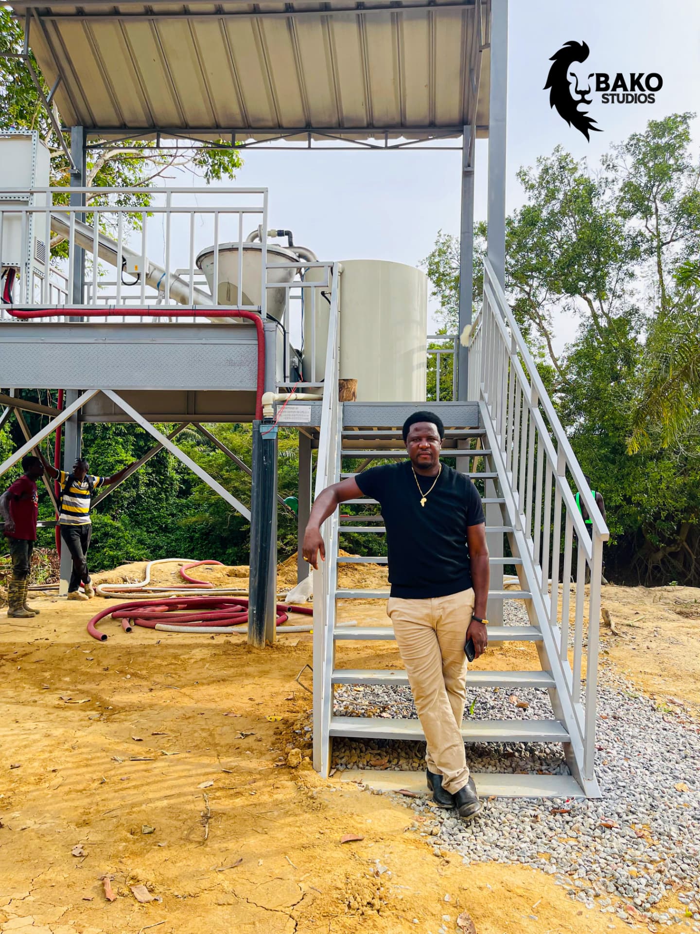 Water treatment plant equipment at a project site in Ghana
